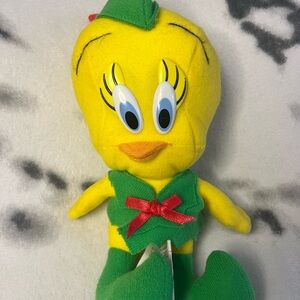 1992 Vintage Tweety Bird dressed Up as a Christmas Elf 9” Plush Ornament